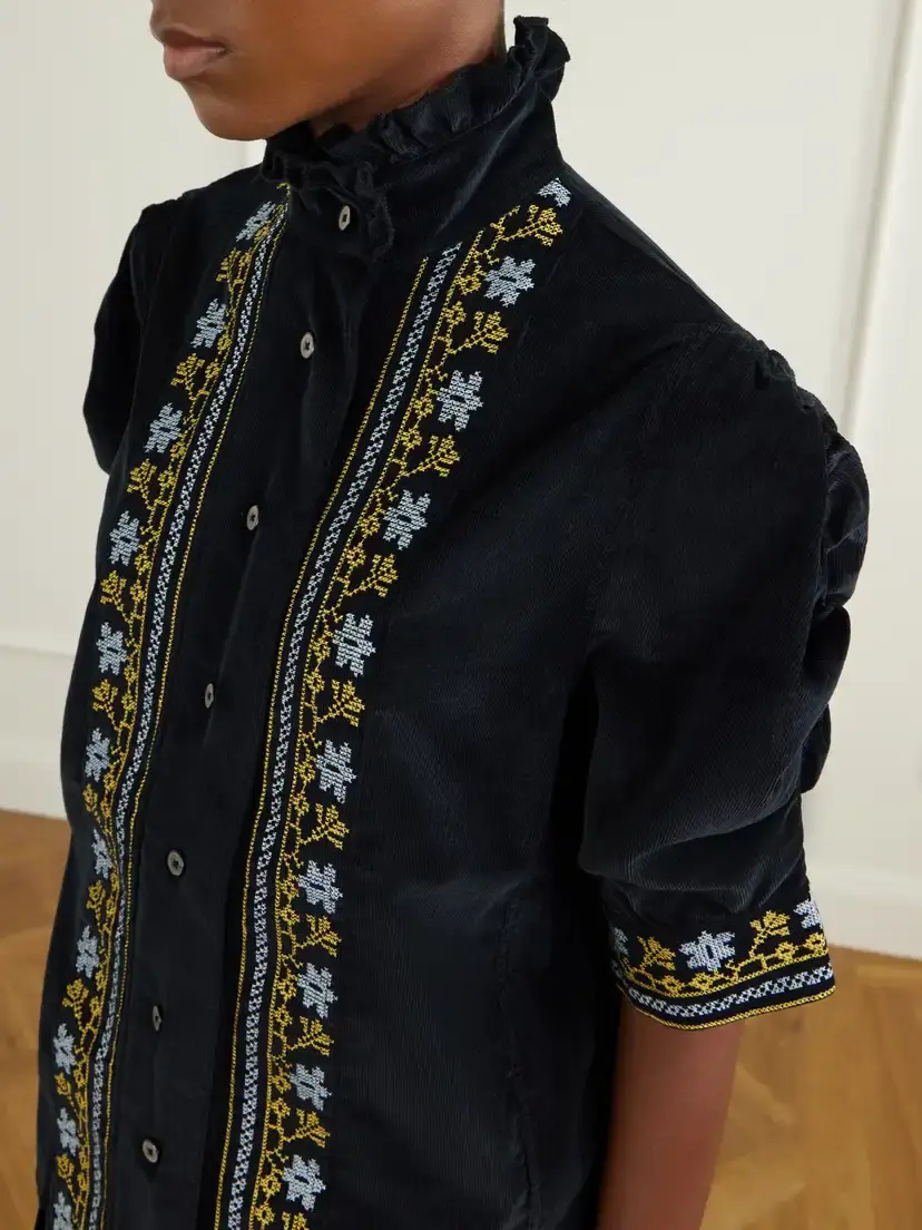 Thierry Colson Vita Embroidered Cotton And Wool-blend Corduroy Blouse | Thumbnail 4 Thierry Colson Vita Embroidered Cotton And Wool-blend Corduroy Blouse | Thumbnail 4