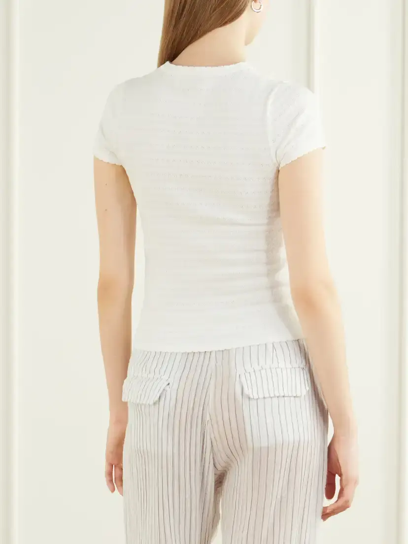 Faithfull Lisandra Scalloped Stretch Cotton-blend T-shirt | Thumbnail 3