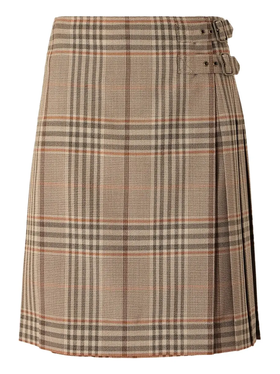 Pleated Checked Wool Mini Skirt Pleated Checked Wool Mini Skirt