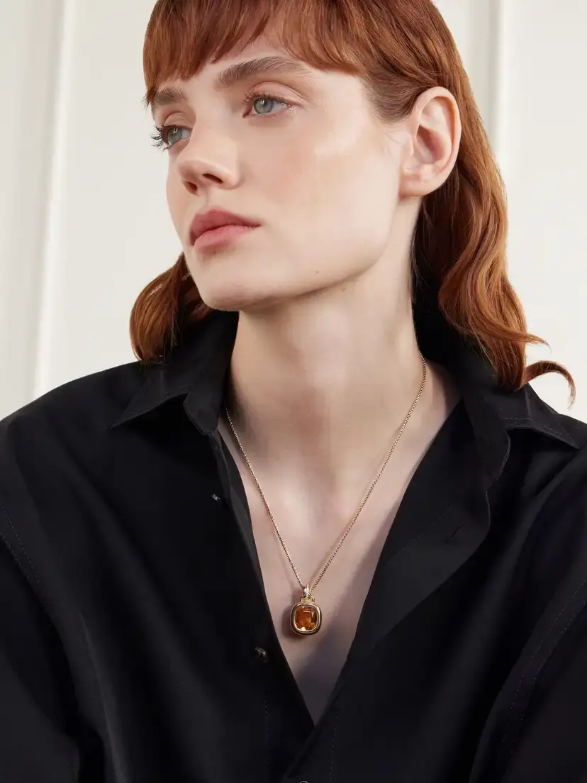 David Yurman Dy Mercer® 18-karat Gold, Citrine And Diamond Pendant | Thumbnail 2 David Yurman Dy Mercer® 18-karat Gold, Citrine And Diamond Pendant | Thumbnail 2