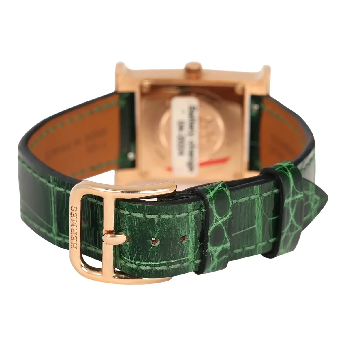 HERMÈS Pre-owned Hermes Heure H Watch S Vert Shiny Alligator, Malachite, Diamonds, Rose Gold | Thumbnail 6 HERMÈS Pre-owned Hermes Heure H Watch S Vert Shiny Alligator, Malachite, Diamonds, Rose Gold | Thumbnail 6