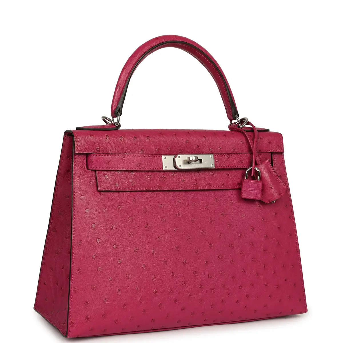 HERMÈS Pre-owned Hermes Kelly Sellier 28 Rose Poupre Ostrich Palladium Hardware | Thumbnail 2