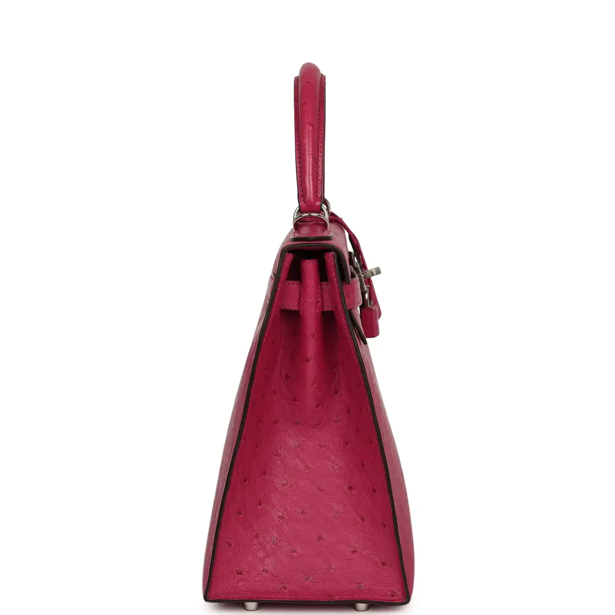 HERMÈS Pre-owned Hermes Kelly Sellier 28 Rose Poupre Ostrich Palladium Hardware | Thumbnail 3