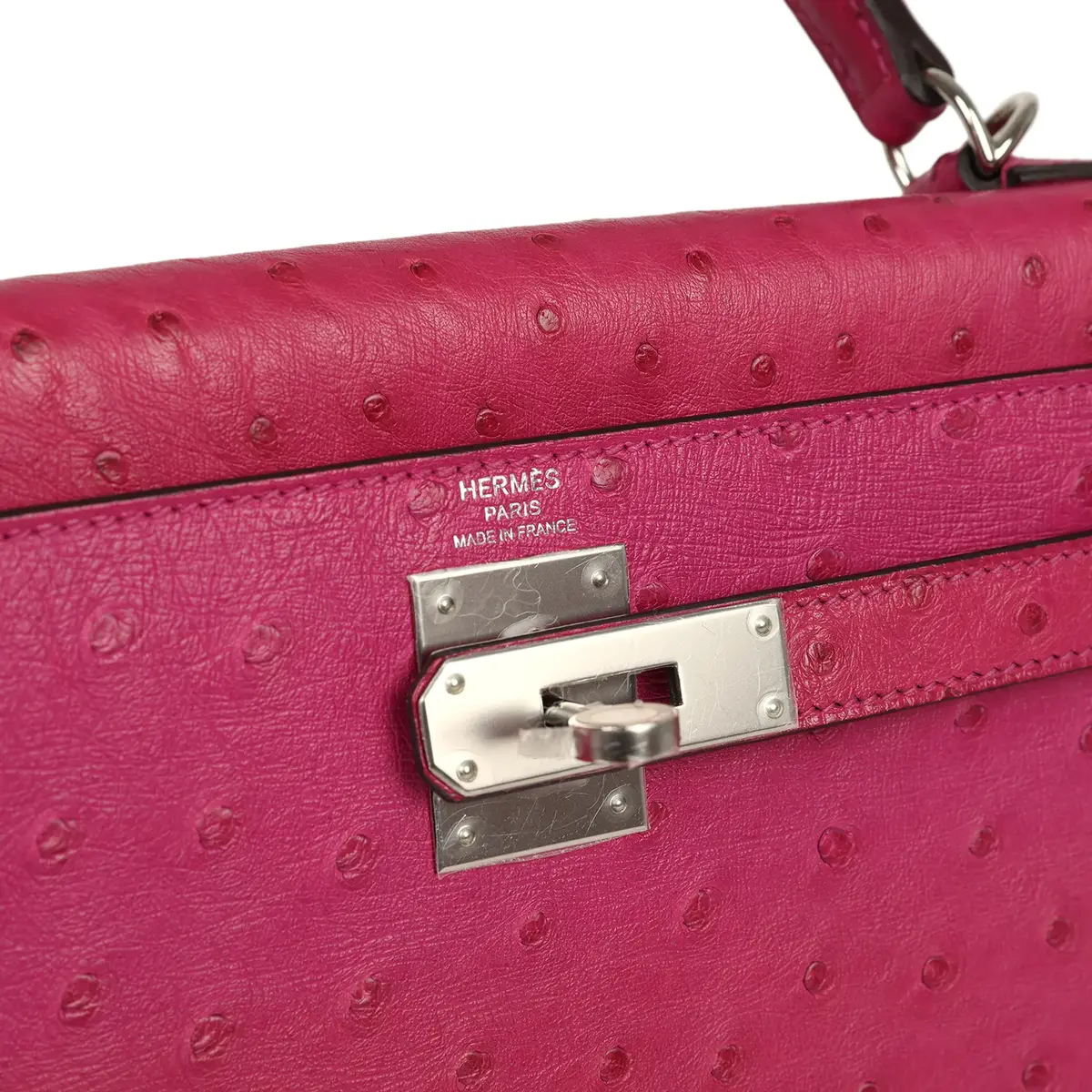 HERMÈS Pre-owned Hermes Kelly Sellier 28 Rose Poupre Ostrich Palladium Hardware | Thumbnail 7