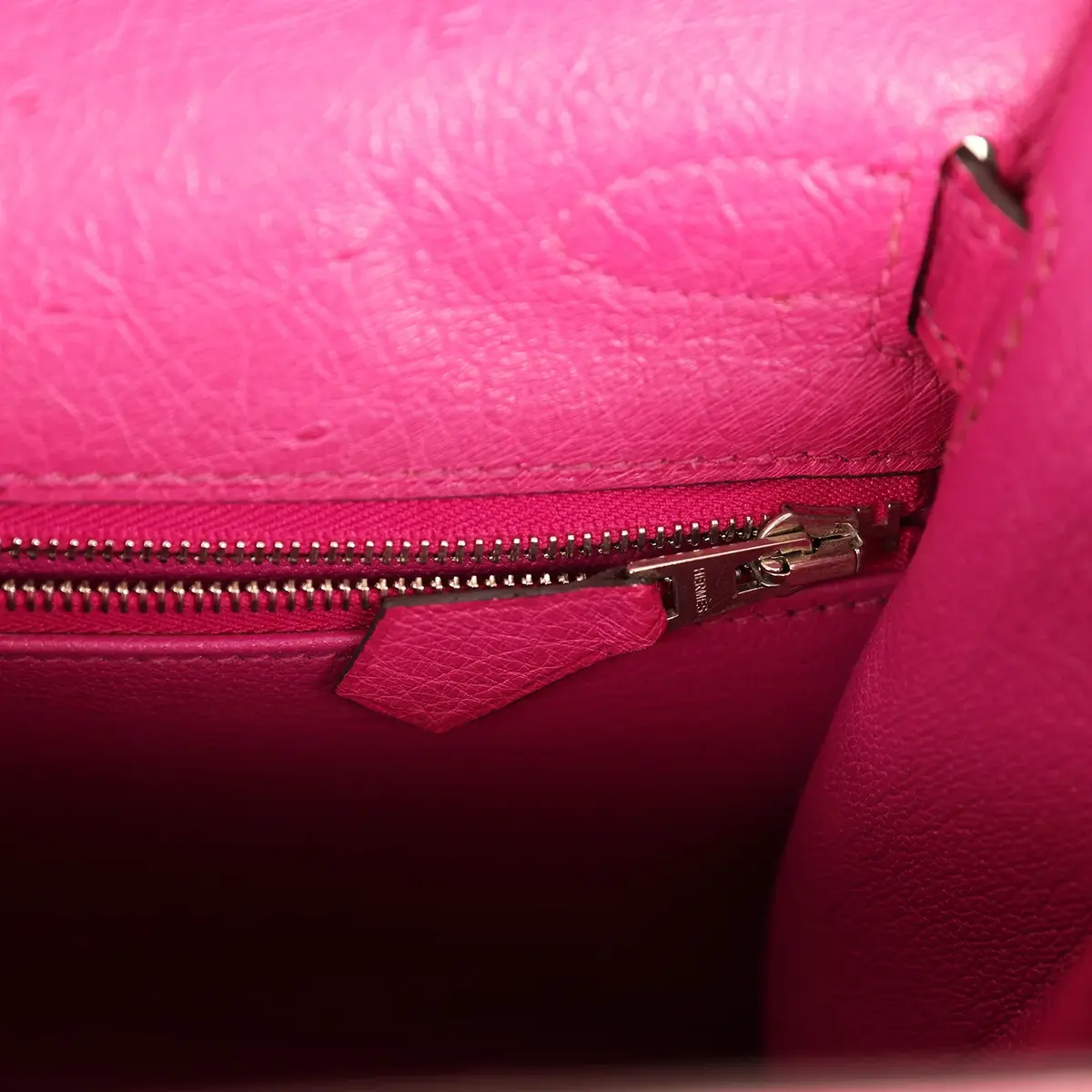 HERMÈS Pre-owned Hermes Kelly Sellier 28 Rose Poupre Ostrich Palladium Hardware | Thumbnail 9