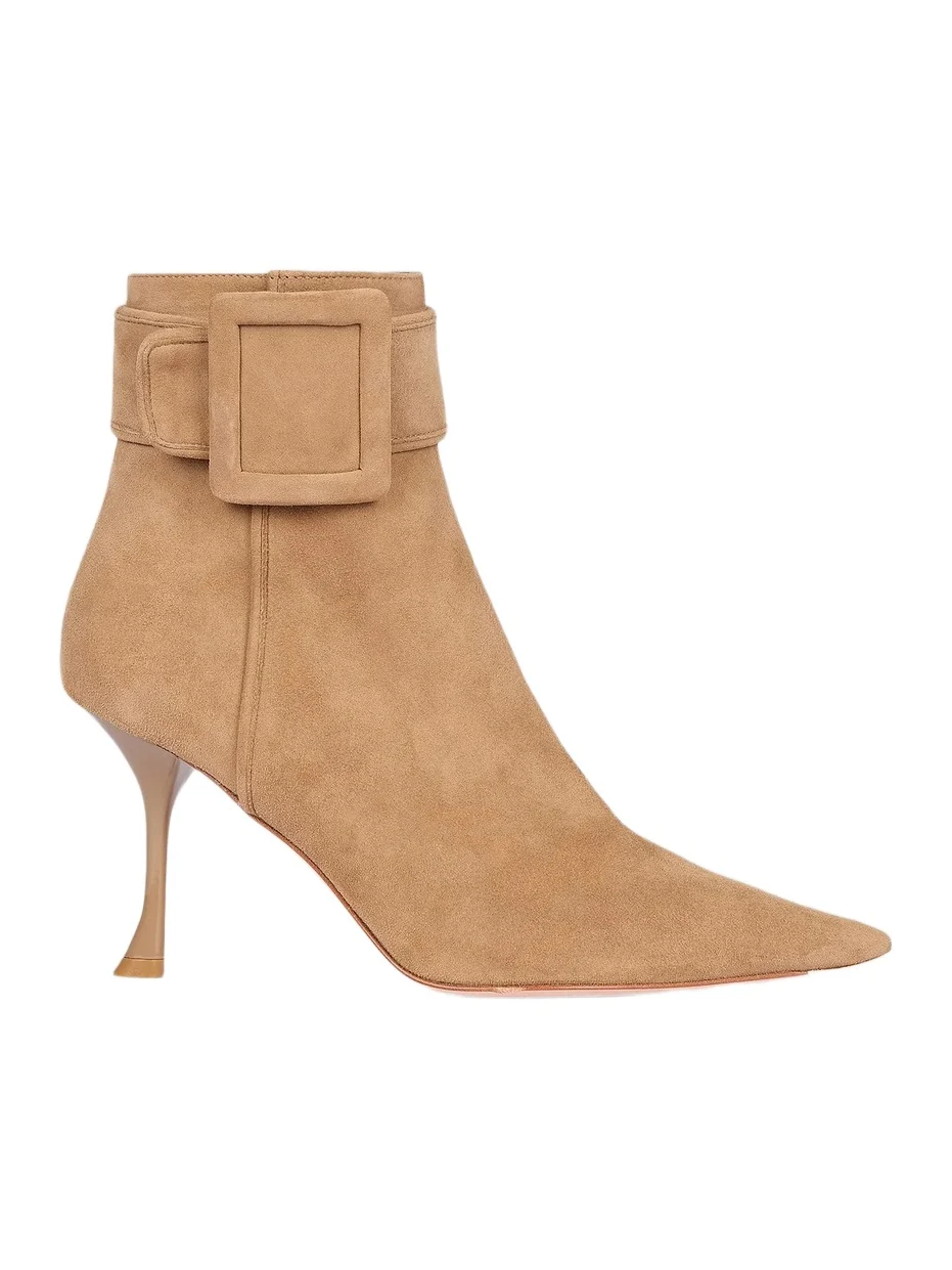 Roger Vivier Women's Viv Ville 85MM Buckle-Detail Suede Ankle Boots