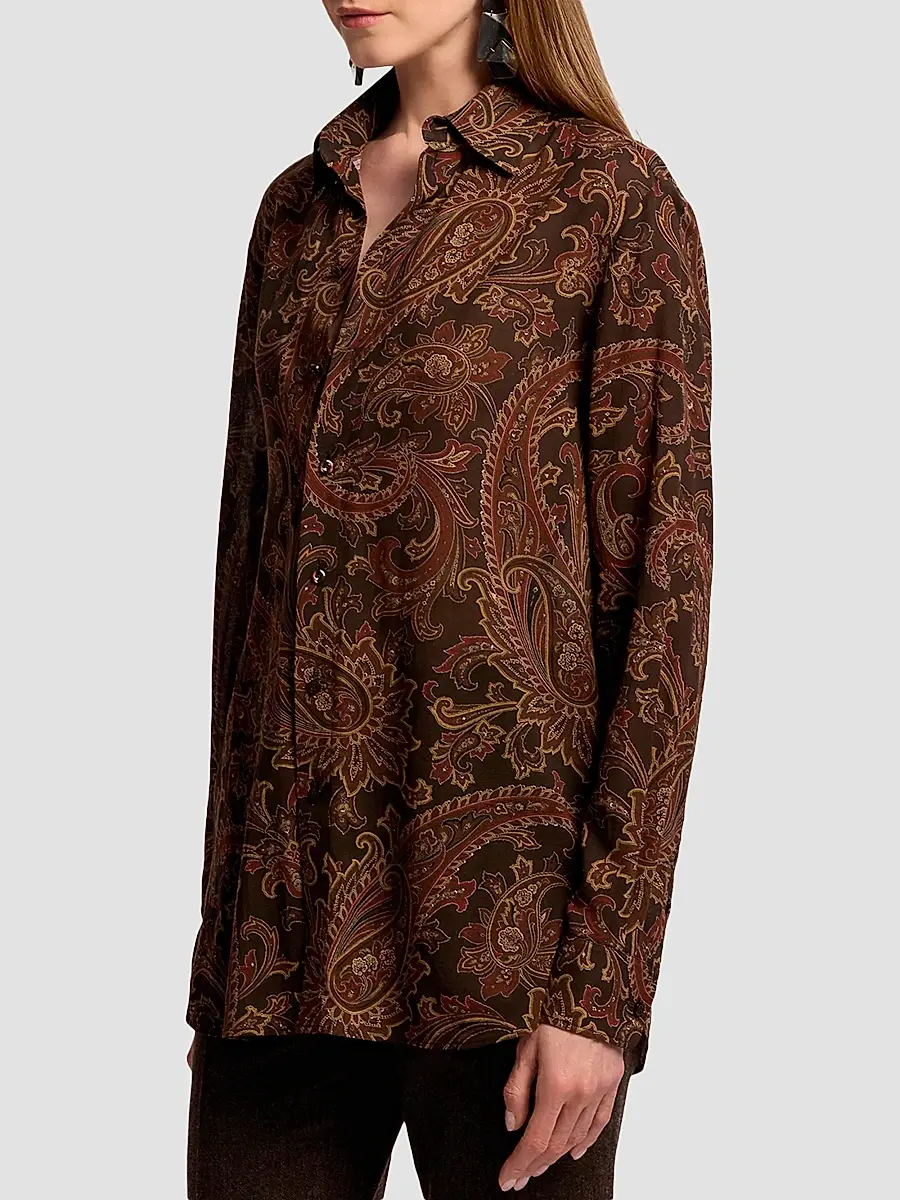 Ralph Lauren Collection Women's Trayna Paisley Cotton Shirt | Thumbnail 4 Ralph Lauren Collection Women's Trayna Paisley Cotton Shirt | Thumbnail 4