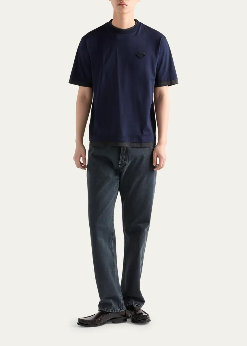 Prada Men's Divisa Layered Crewneck T-Shirt | Thumbnail 2 Prada Men's Divisa Layered Crewneck T-Shirt | Thumbnail 2