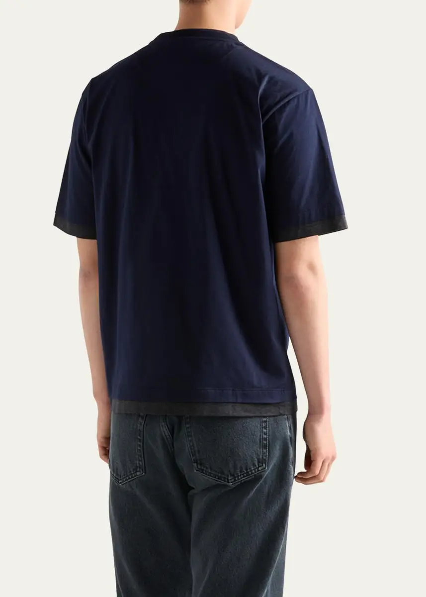 Prada Men's Divisa Layered Crewneck T-Shirt | Thumbnail 3 Prada Men's Divisa Layered Crewneck T-Shirt | Thumbnail 3