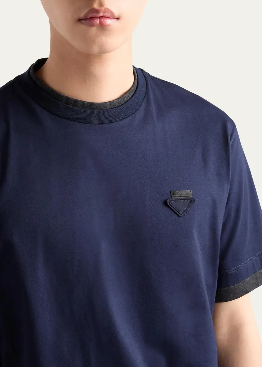 Prada Men's Divisa Layered Crewneck T-Shirt | Thumbnail 5 Prada Men's Divisa Layered Crewneck T-Shirt | Thumbnail 5