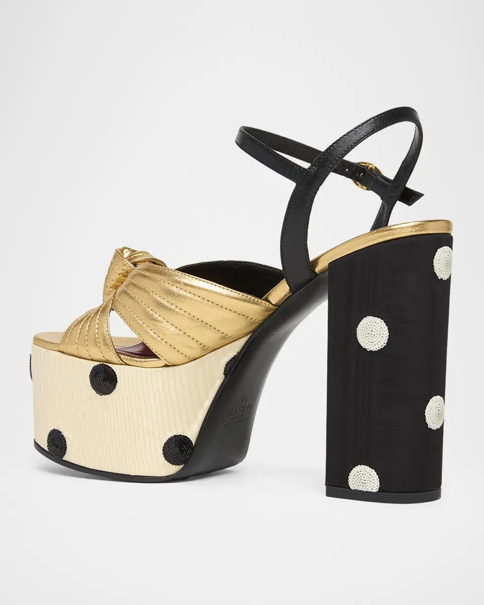Valentino Garavani 125mm VLogo Crasher Sequined Polka Dot Leather Platform Sandals | Thumbnail 2 Valentino Garavani 125mm VLogo Crasher Sequined Polka Dot Leather Platform Sandals | Thumbnail 2