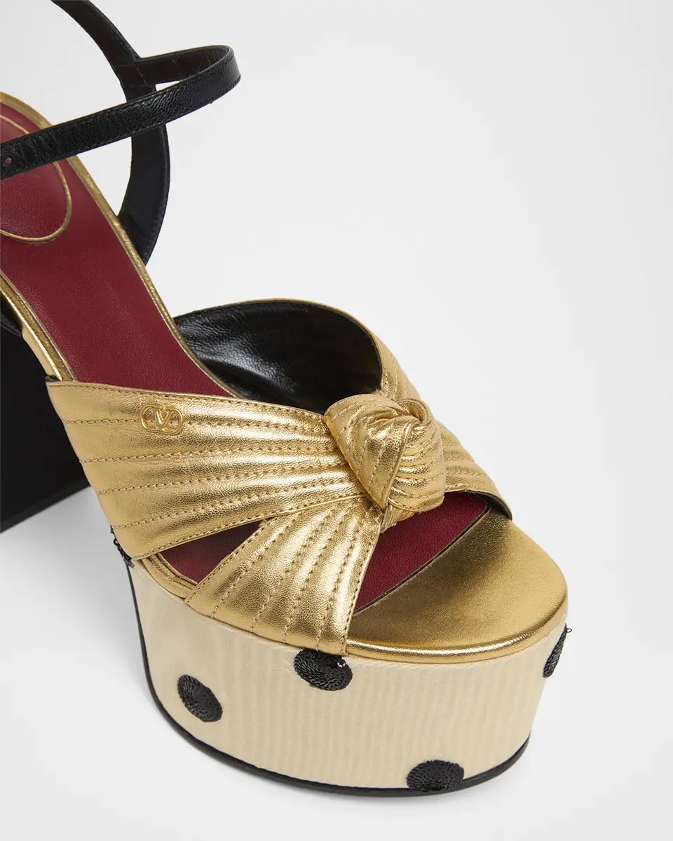 Valentino Garavani 125mm VLogo Crasher Sequined Polka Dot Leather Platform Sandals | Thumbnail 3 Valentino Garavani 125mm VLogo Crasher Sequined Polka Dot Leather Platform Sandals | Thumbnail 3