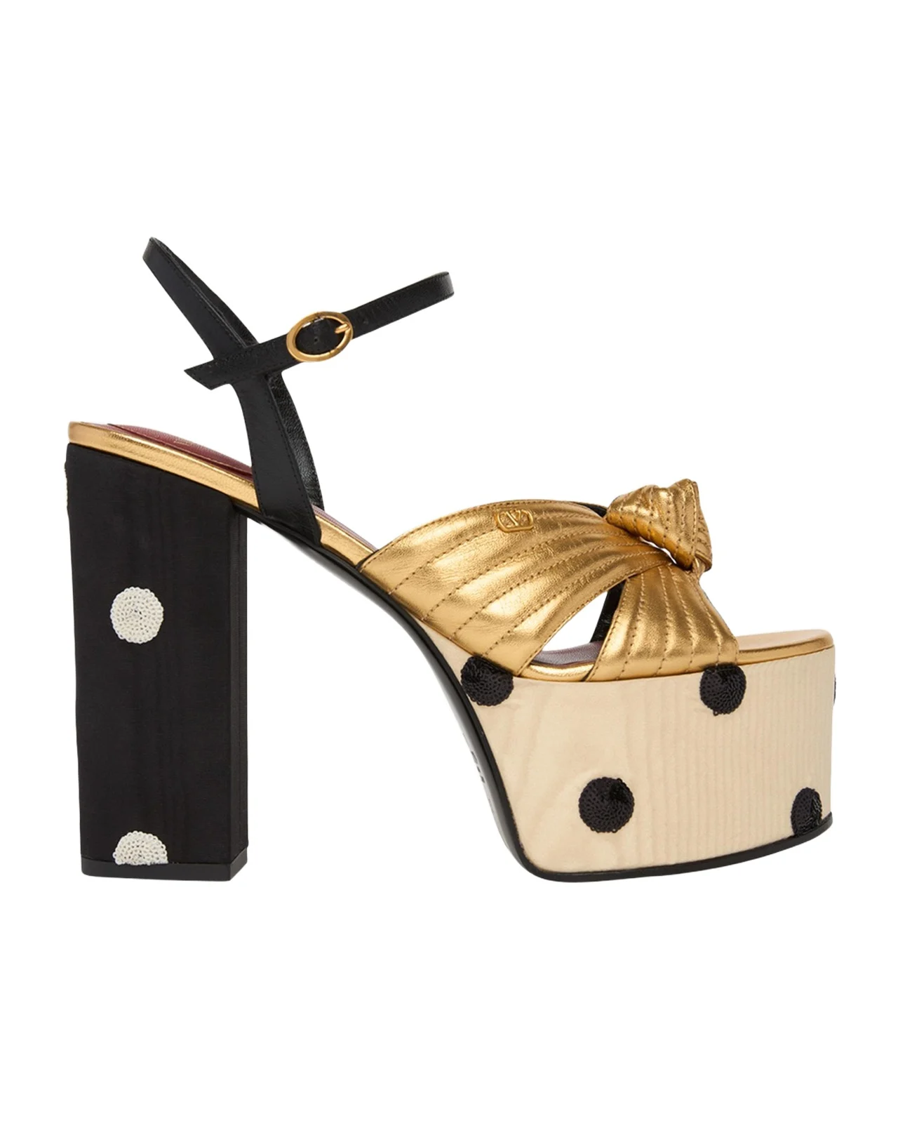 125mm VLogo Crasher Sequined Polka Dot Leather Platform Sandals 125mm VLogo Crasher Sequined Polka Dot Leather Platform Sandals