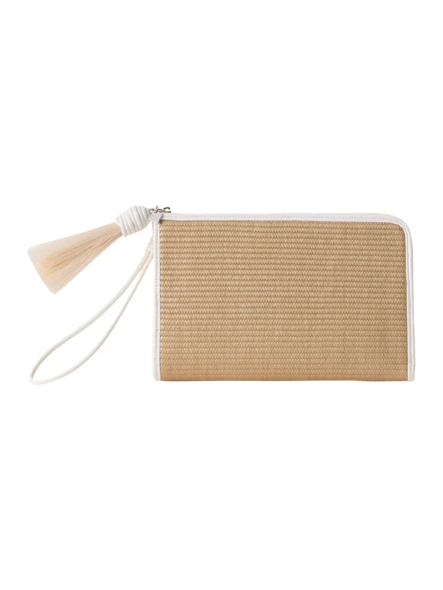 Akris Alexa Tassel Woven Cotton Clutch Bag