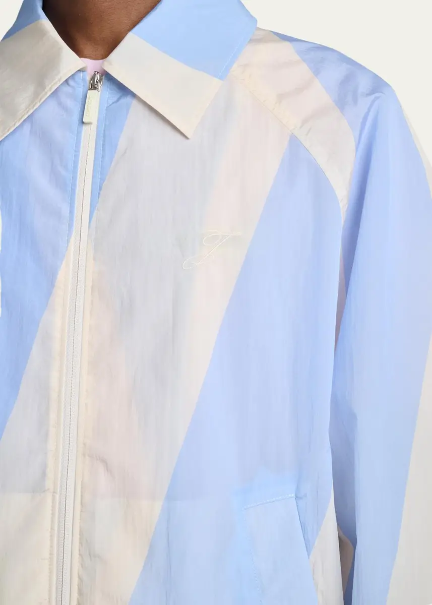 Jacquemus Men's Wide-Stripe Nylon Shirt Jacket | Thumbnail 5