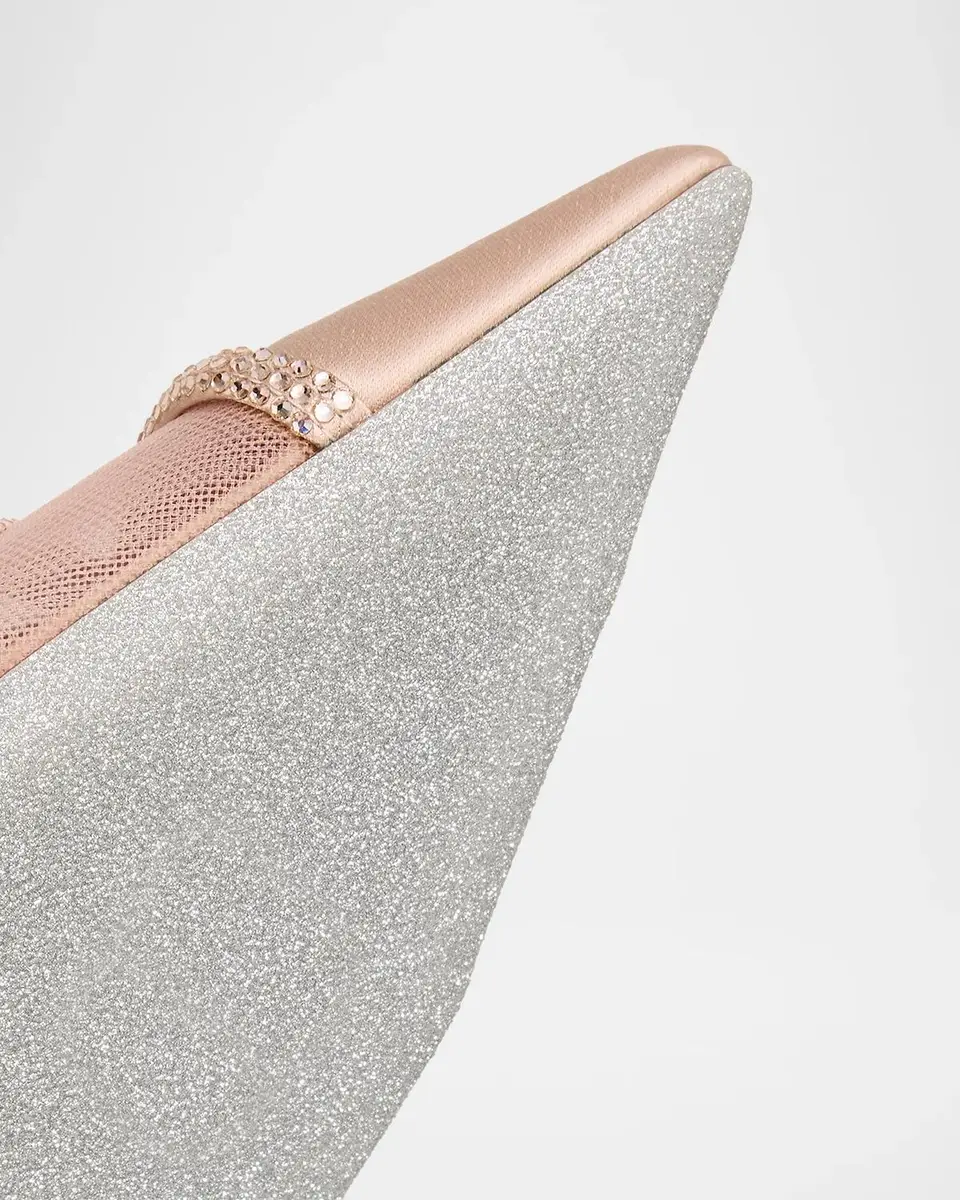 René Caovilla 80mm Embellished Satin Mesh Slingback Pumps | Thumbnail 5 René Caovilla 80mm Embellished Satin Mesh Slingback Pumps | Thumbnail 5