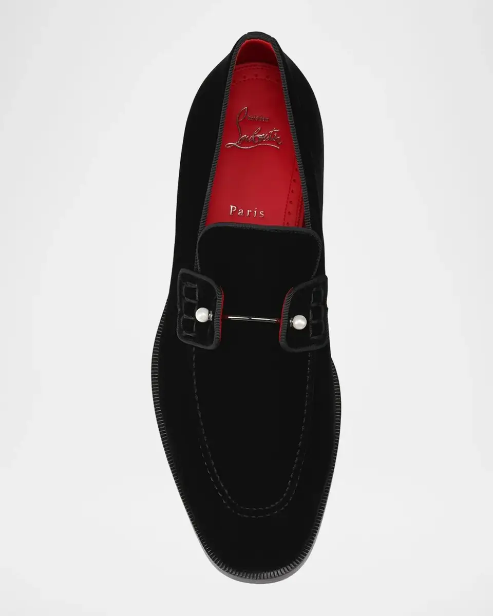 Christian Louboutin Men's Chambelimoc Night Pearl Velvet Loafers | Thumbnail 3 Christian Louboutin Men's Chambelimoc Night Pearl Velvet Loafers | Thumbnail 3