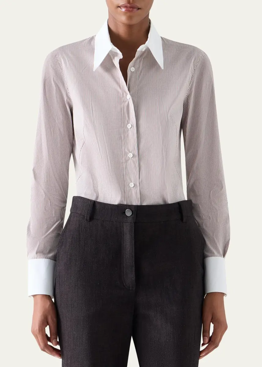 Akris punto Stripe Stretch Cotton Poplin Shirt | Thumbnail 4 Akris punto Stripe Stretch Cotton Poplin Shirt | Thumbnail 4