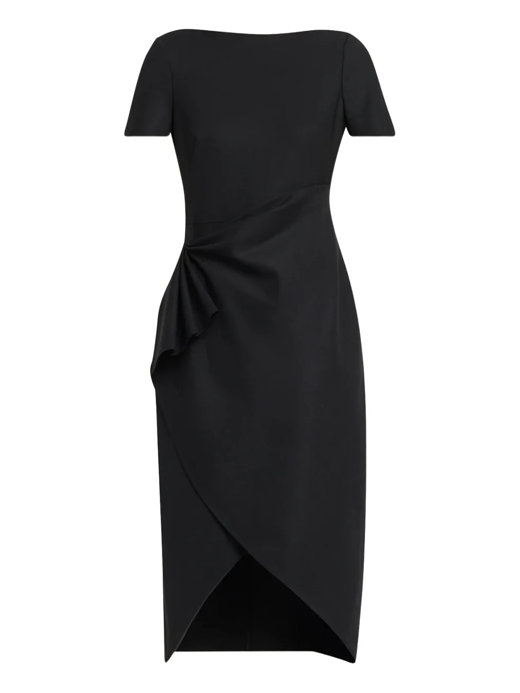 Short-Sleeve Draped Midi Dress