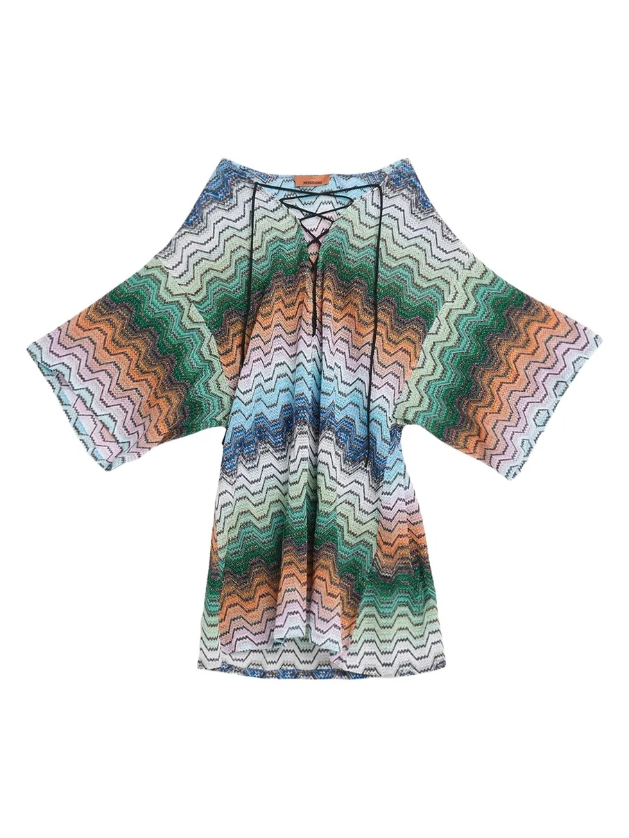 Missoni Short Lace-Up Zigzag Coverup