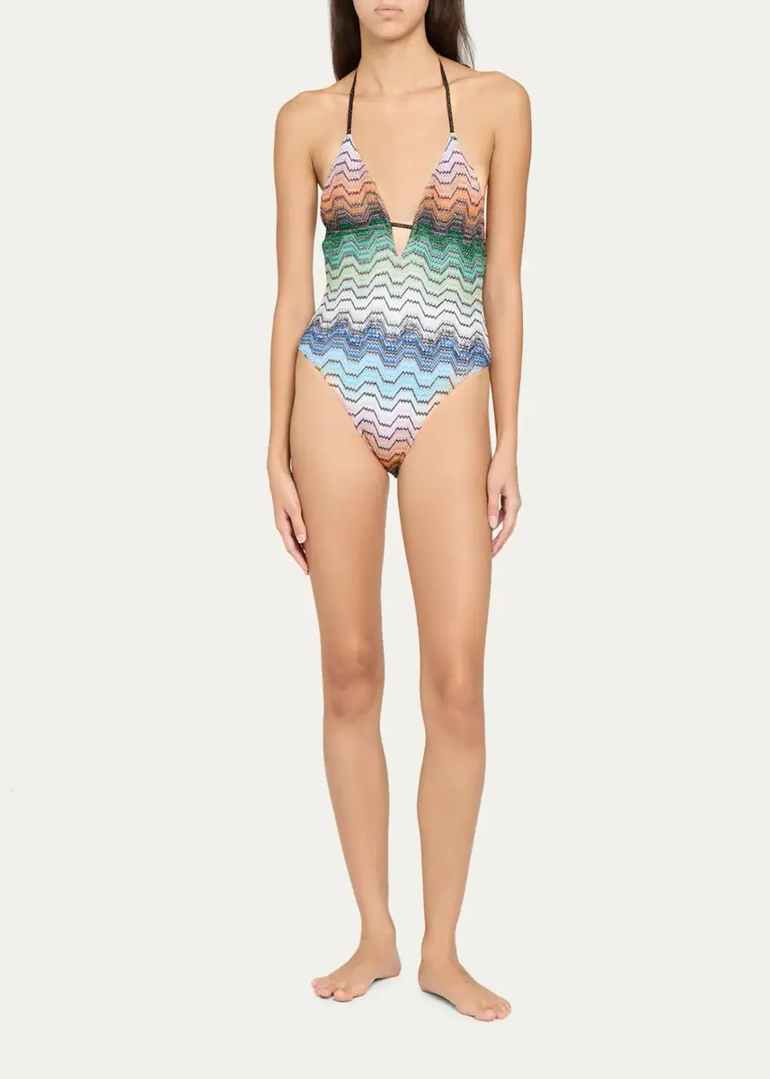 Missoni Zigzag-Knit V-Neck One-Piece Swimsuit | Thumbnail 2 Missoni Zigzag-Knit V-Neck One-Piece Swimsuit | Thumbnail 2