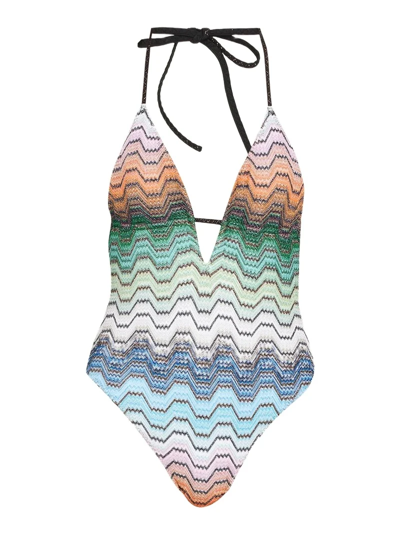 Missoni Zigzag-Knit V-Neck One-Piece Swimsuit