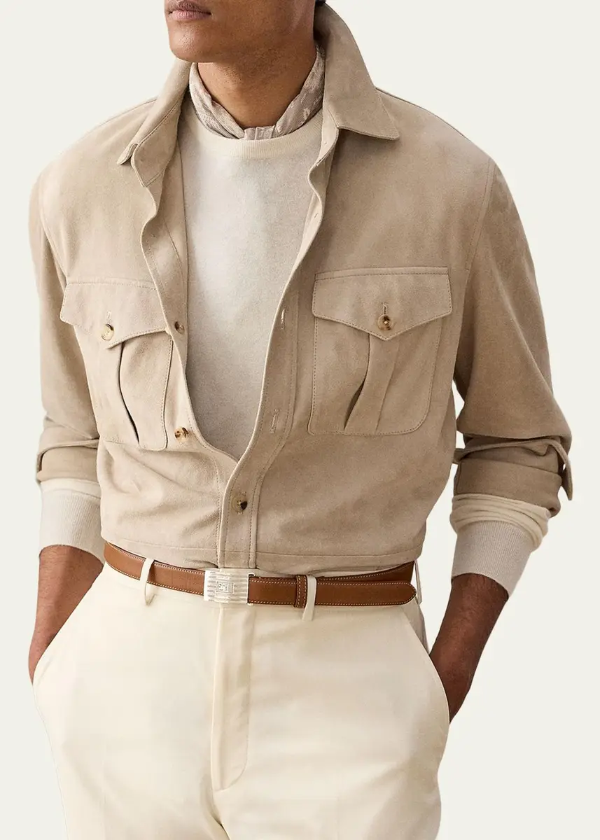 Ralph Lauren Purple Label Men's Suede Overshirt | Thumbnail 3