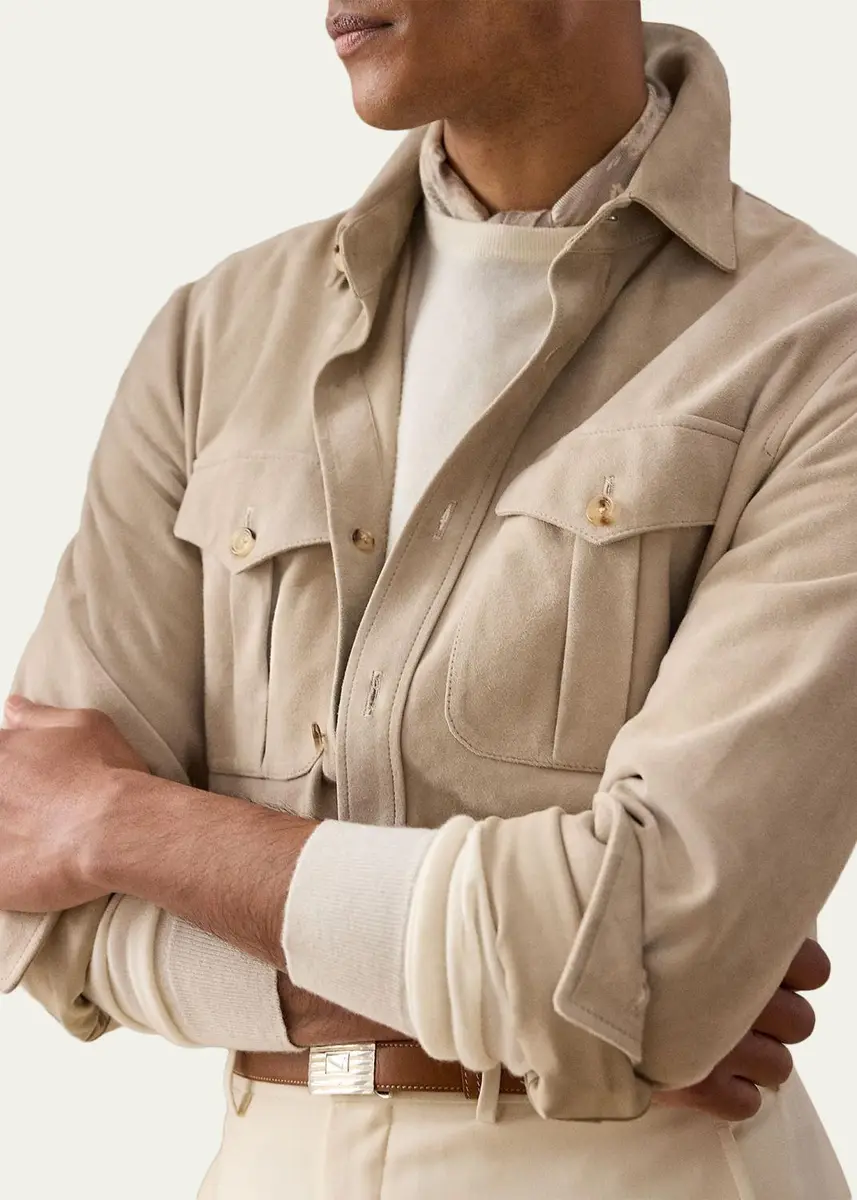 Ralph Lauren Purple Label Men's Suede Overshirt | Thumbnail 4