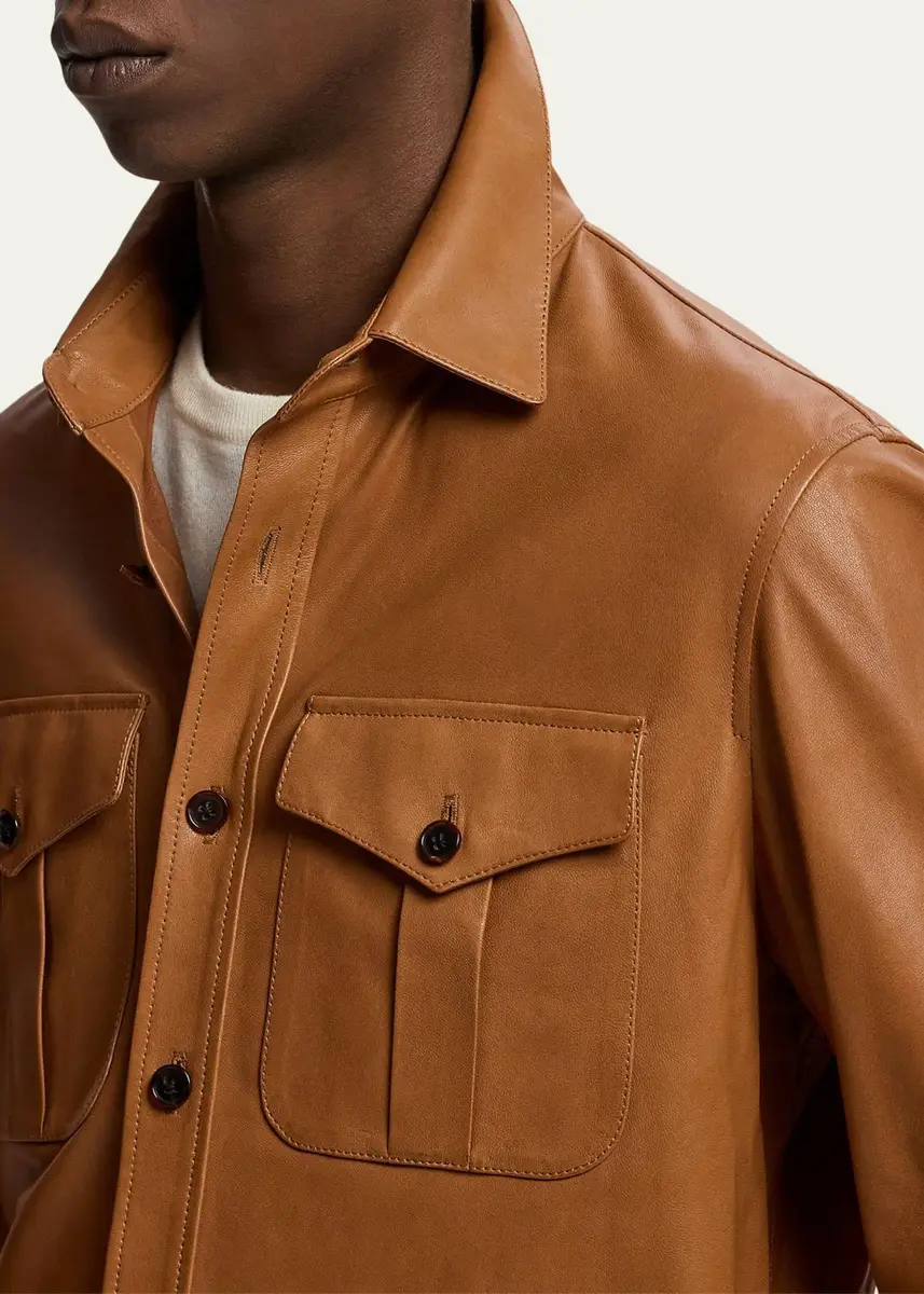 Ralph Lauren Purple Label Men's Leather Overshirt | Thumbnail 5 Ralph Lauren Purple Label Men's Leather Overshirt | Thumbnail 5