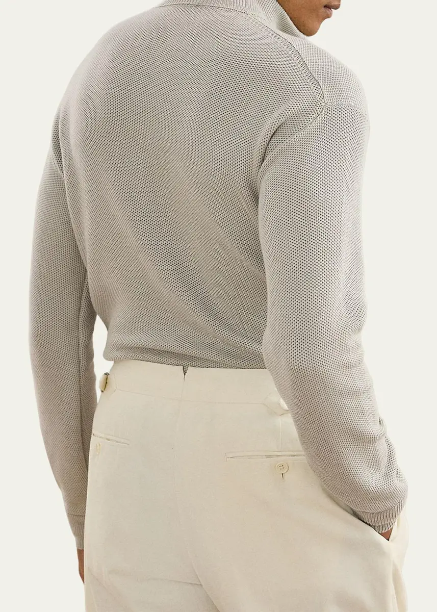 Ralph Lauren Purple Label Men's Honeycomb Silk-Blend Quarter-Zip Sweater | Thumbnail 2 Ralph Lauren Purple Label Men's Honeycomb Silk-Blend Quarter-Zip Sweater | Thumbnail 2