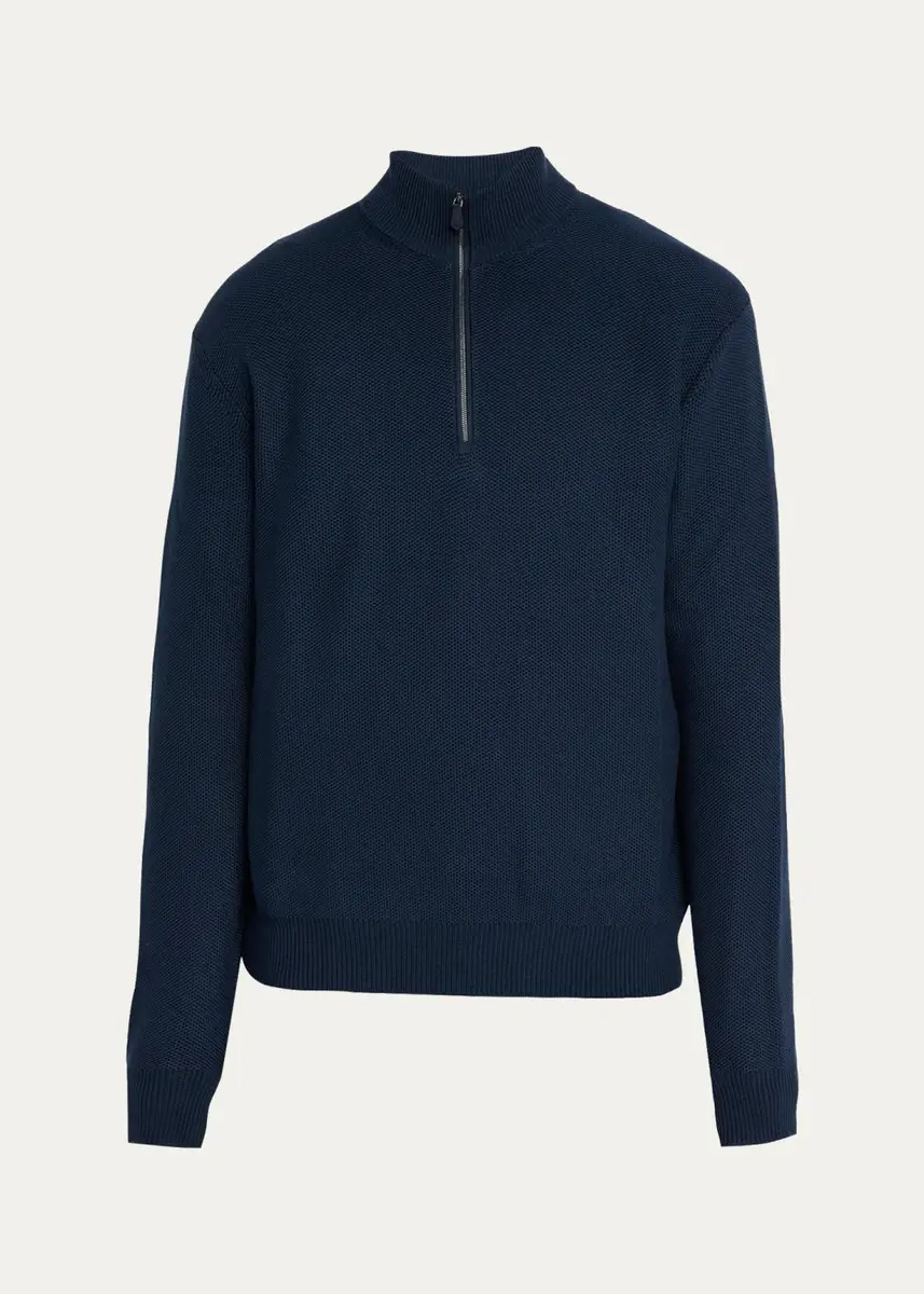 Ralph Lauren Purple Label Men's Honeycomb Silk-Blend Quarter-Zip Sweater | Thumbnail 4 Ralph Lauren Purple Label Men's Honeycomb Silk-Blend Quarter-Zip Sweater | Thumbnail 4