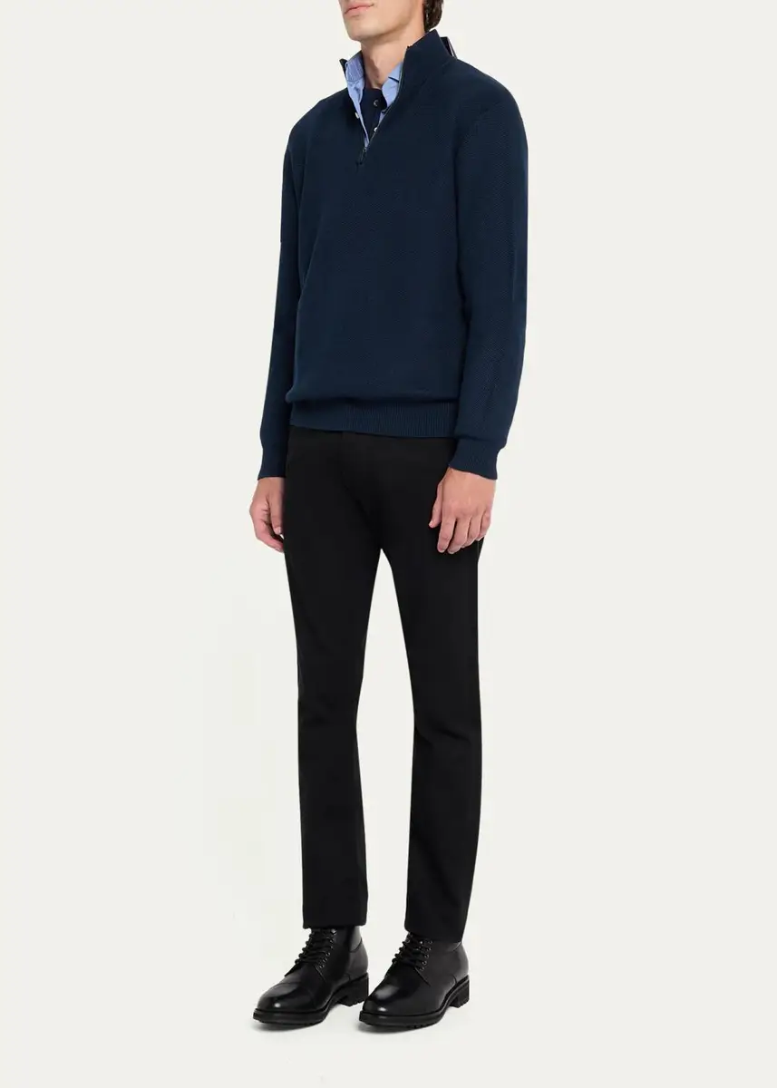 Ralph Lauren Purple Label Men's Honeycomb Silk-Blend Quarter-Zip Sweater | Thumbnail 5 Ralph Lauren Purple Label Men's Honeycomb Silk-Blend Quarter-Zip Sweater | Thumbnail 5