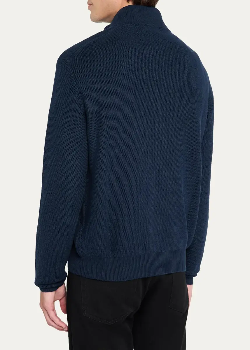 Ralph Lauren Purple Label Men's Honeycomb Silk-Blend Quarter-Zip Sweater | Thumbnail 6 Ralph Lauren Purple Label Men's Honeycomb Silk-Blend Quarter-Zip Sweater | Thumbnail 6