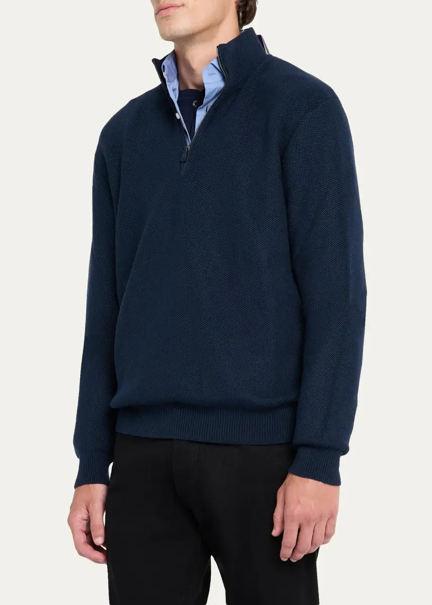 Ralph Lauren Purple Label Men's Honeycomb Silk-Blend Quarter-Zip Sweater | Thumbnail 7 Ralph Lauren Purple Label Men's Honeycomb Silk-Blend Quarter-Zip Sweater | Thumbnail 7