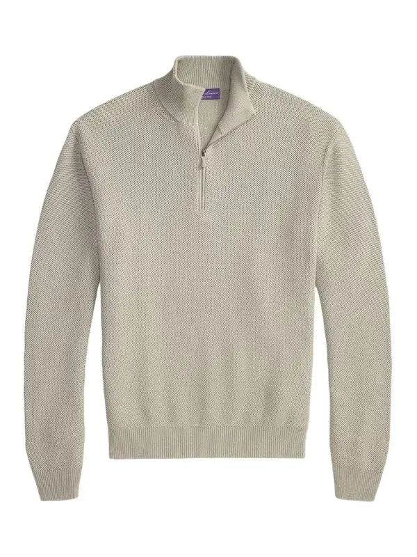 Men's Honeycomb Silk-Blend Quarter-Zip Sweater Men's Honeycomb Silk-Blend Quarter-Zip Sweater