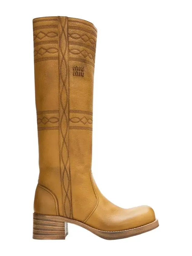 50mm Western Leather Knee-High Boots 50mm Western Leather Knee-High Boots