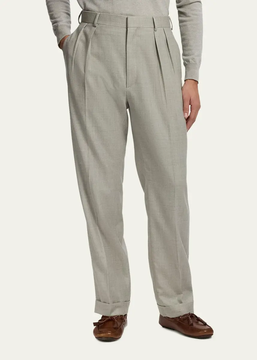 Ralph Lauren Purple Label Men's Gregory Hand-Tailored Wool Trousers | Thumbnail 4 Ralph Lauren Purple Label Men's Gregory Hand-Tailored Wool Trousers | Thumbnail 4