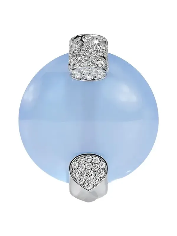 18K White Gold Diamond and Chalcedony Earrings