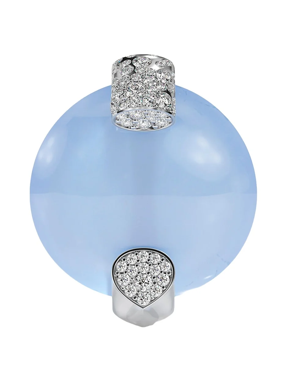 TABAYER 18K White Gold Diamond and Chalcedony Earrings