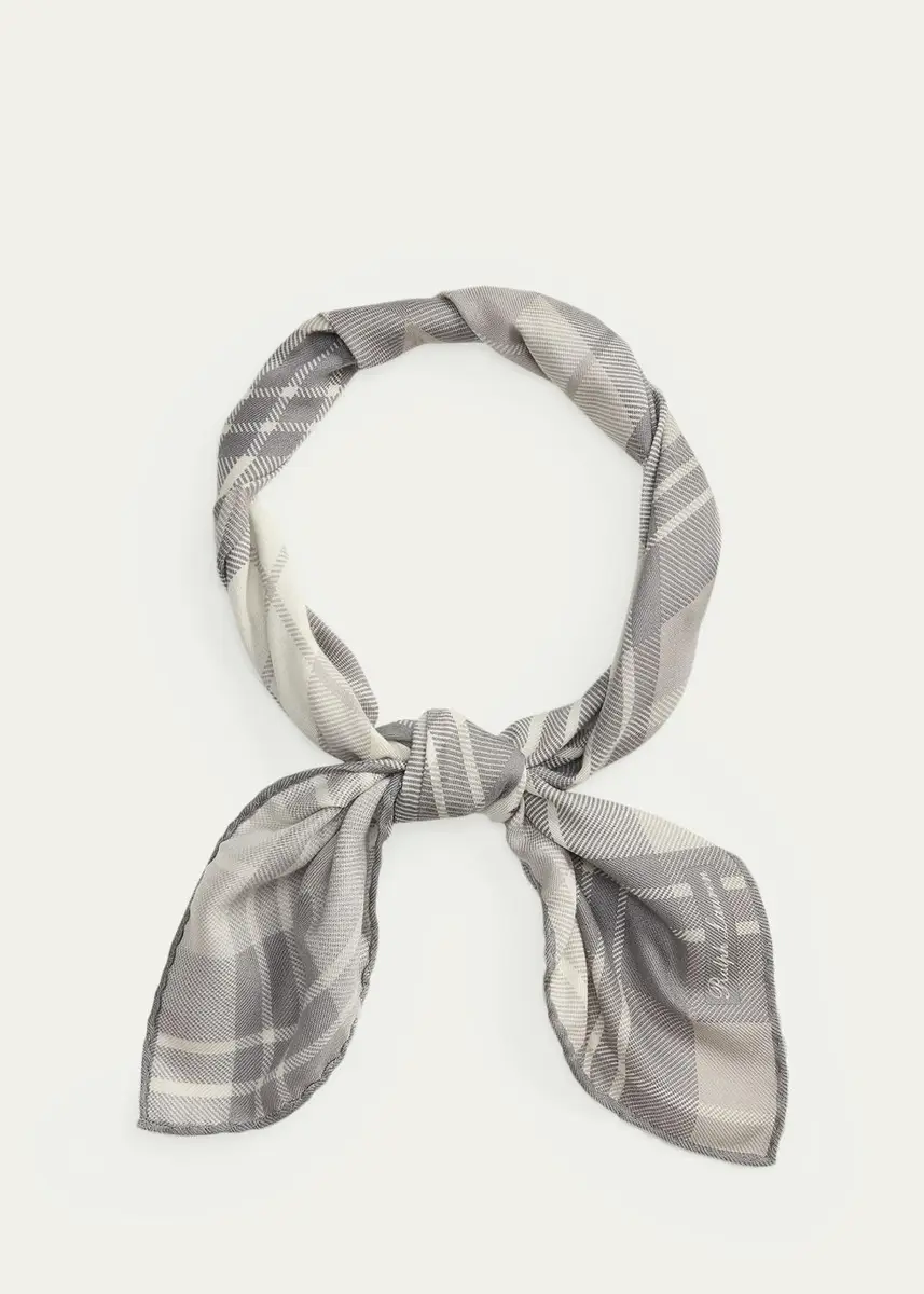 Ralph Lauren Purple Label Men's Plaid-Print Cashmere-Silk Neckerchief | Thumbnail 5 Ralph Lauren Purple Label Men's Plaid-Print Cashmere-Silk Neckerchief | Thumbnail 5