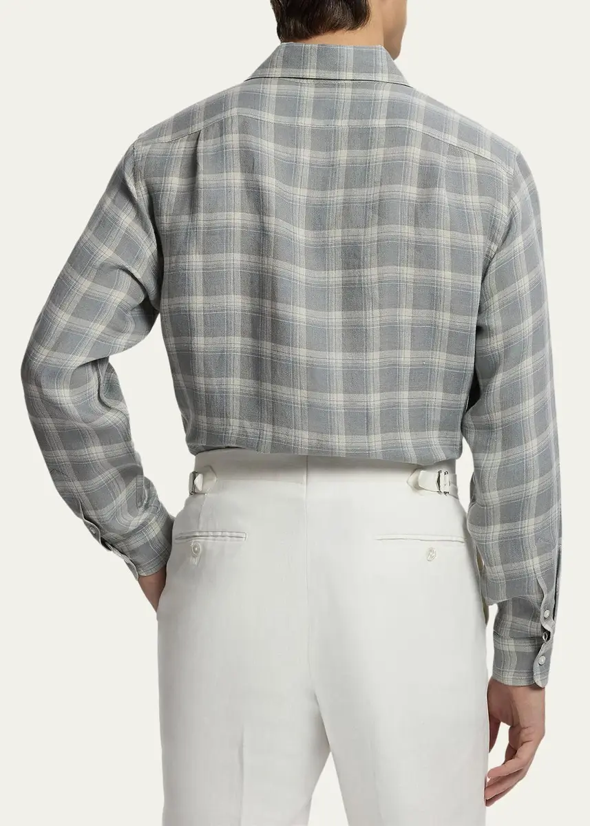 Ralph Lauren Purple Label Men's Plaid Linen Twill Shirt | Thumbnail 3 Ralph Lauren Purple Label Men's Plaid Linen Twill Shirt | Thumbnail 3