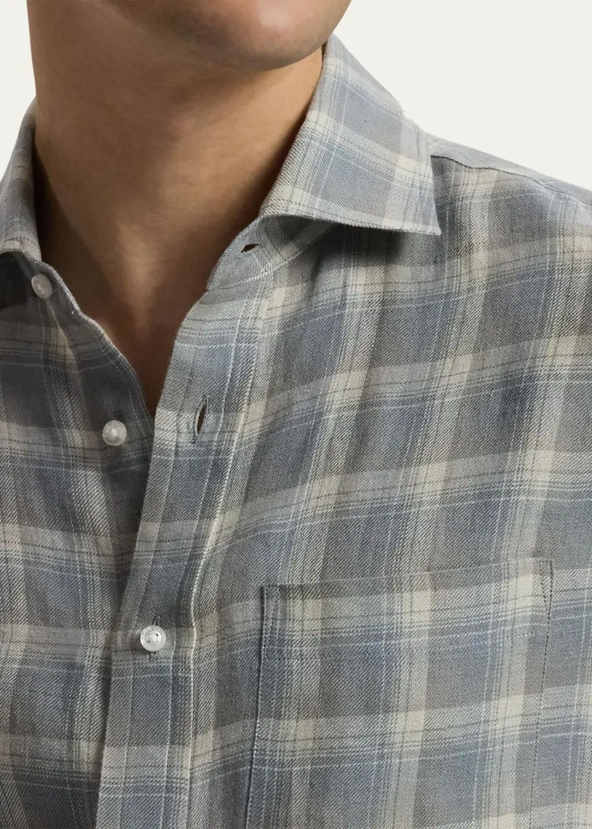 Ralph Lauren Purple Label Men's Plaid Linen Twill Shirt | Thumbnail 5 Ralph Lauren Purple Label Men's Plaid Linen Twill Shirt | Thumbnail 5