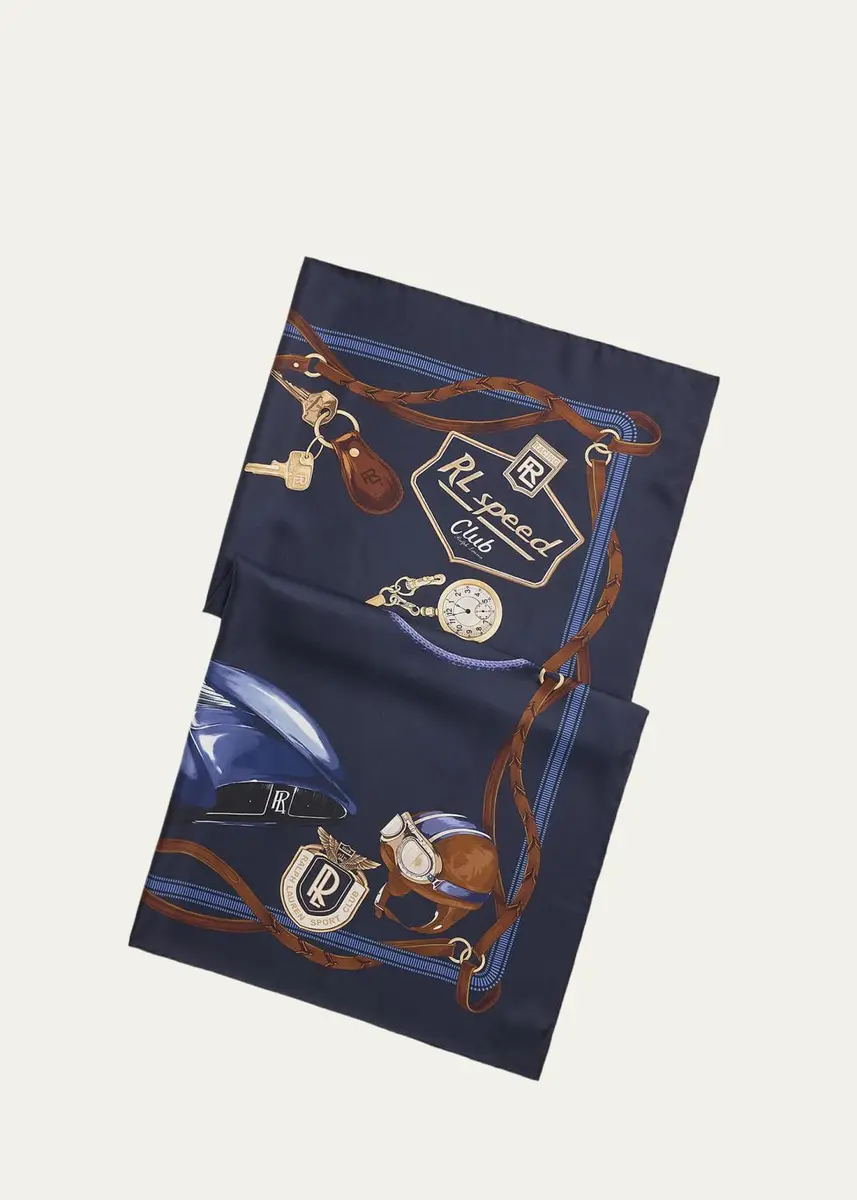 Ralph Lauren Purple Label Men's Automobile-Print Silk Square Scarf | Thumbnail 3 Ralph Lauren Purple Label Men's Automobile-Print Silk Square Scarf | Thumbnail 3