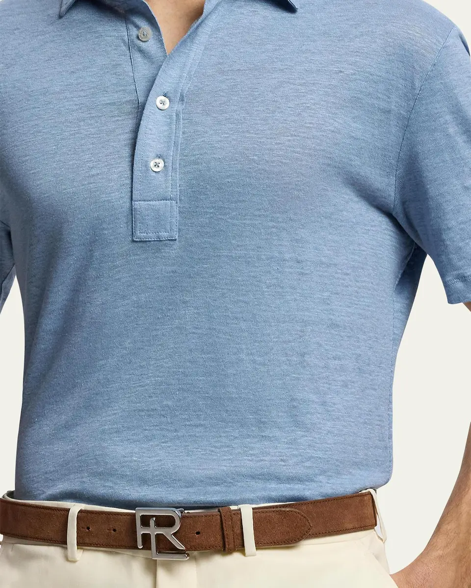 Ralph Lauren Purple Label Men's RL-Buckle Calf-Suede Belt | Thumbnail 3 Ralph Lauren Purple Label Men's RL-Buckle Calf-Suede Belt | Thumbnail 3