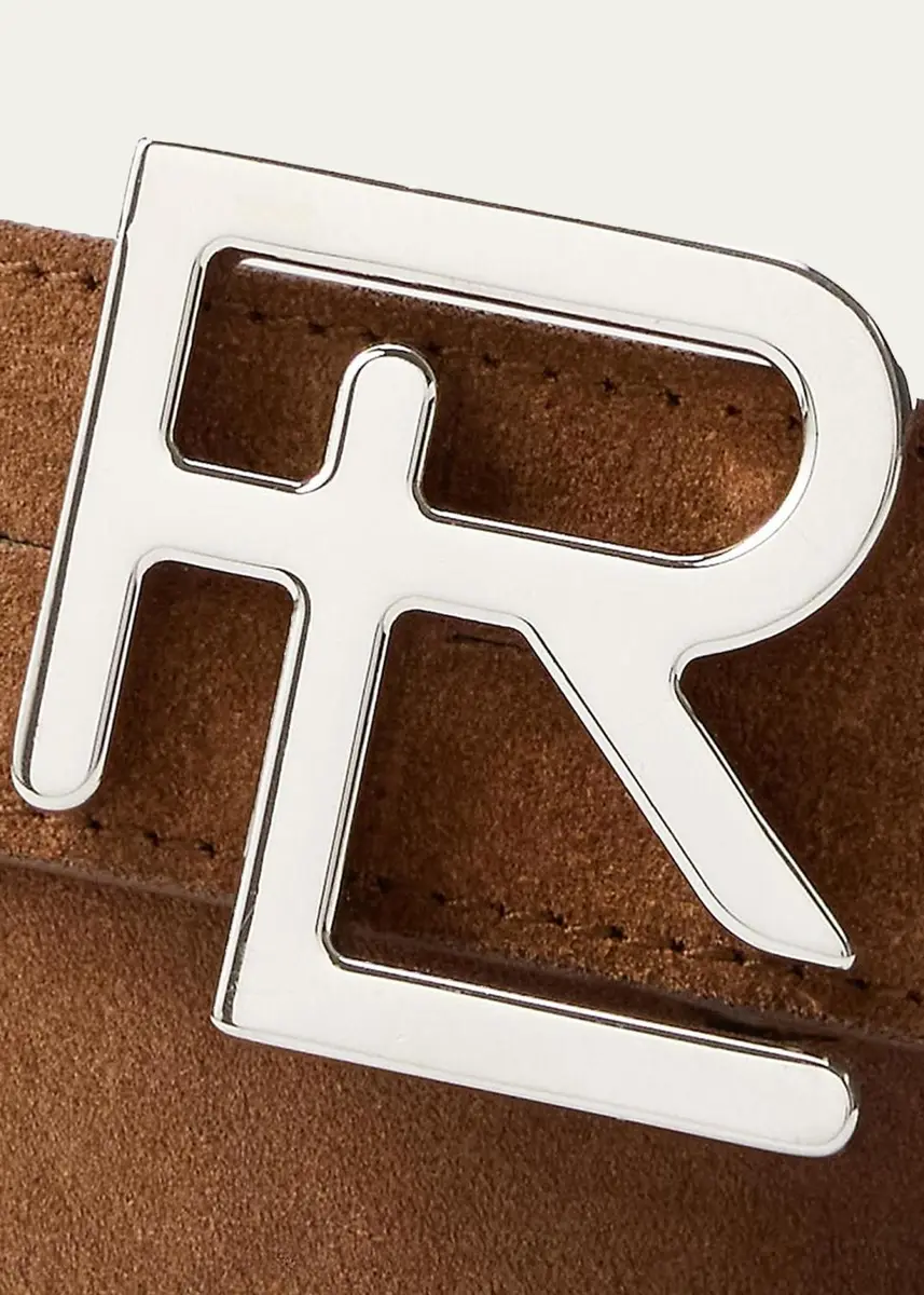Ralph Lauren Purple Label Men's RL-Buckle Calf-Suede Belt | Thumbnail 4 Ralph Lauren Purple Label Men's RL-Buckle Calf-Suede Belt | Thumbnail 4