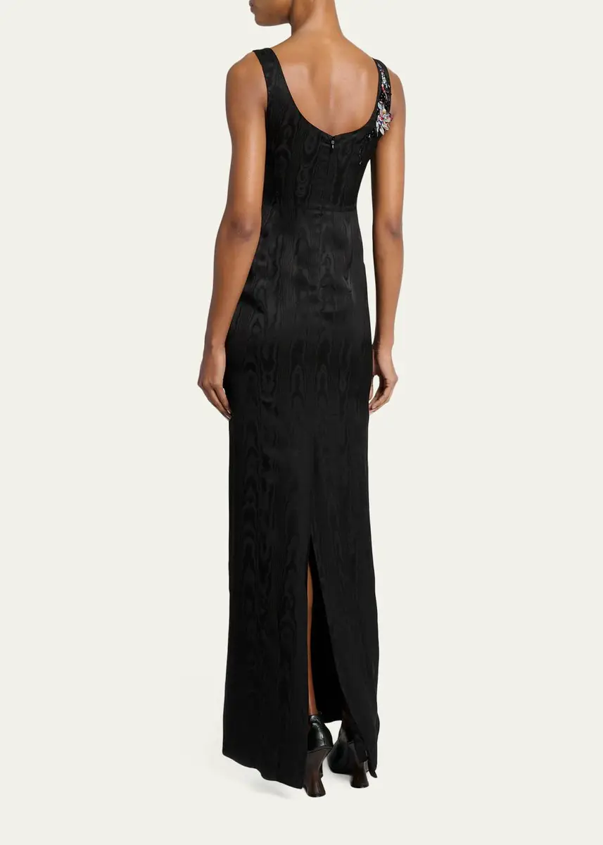 Dries Van Noten Sleeveless Embroidered Faille Column Gown | Thumbnail 3