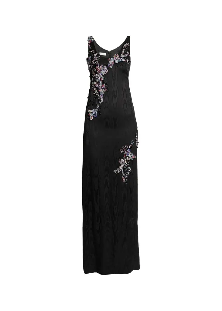 Sleeveless Embroidered Faille Column Gown Sleeveless Embroidered Faille Column Gown