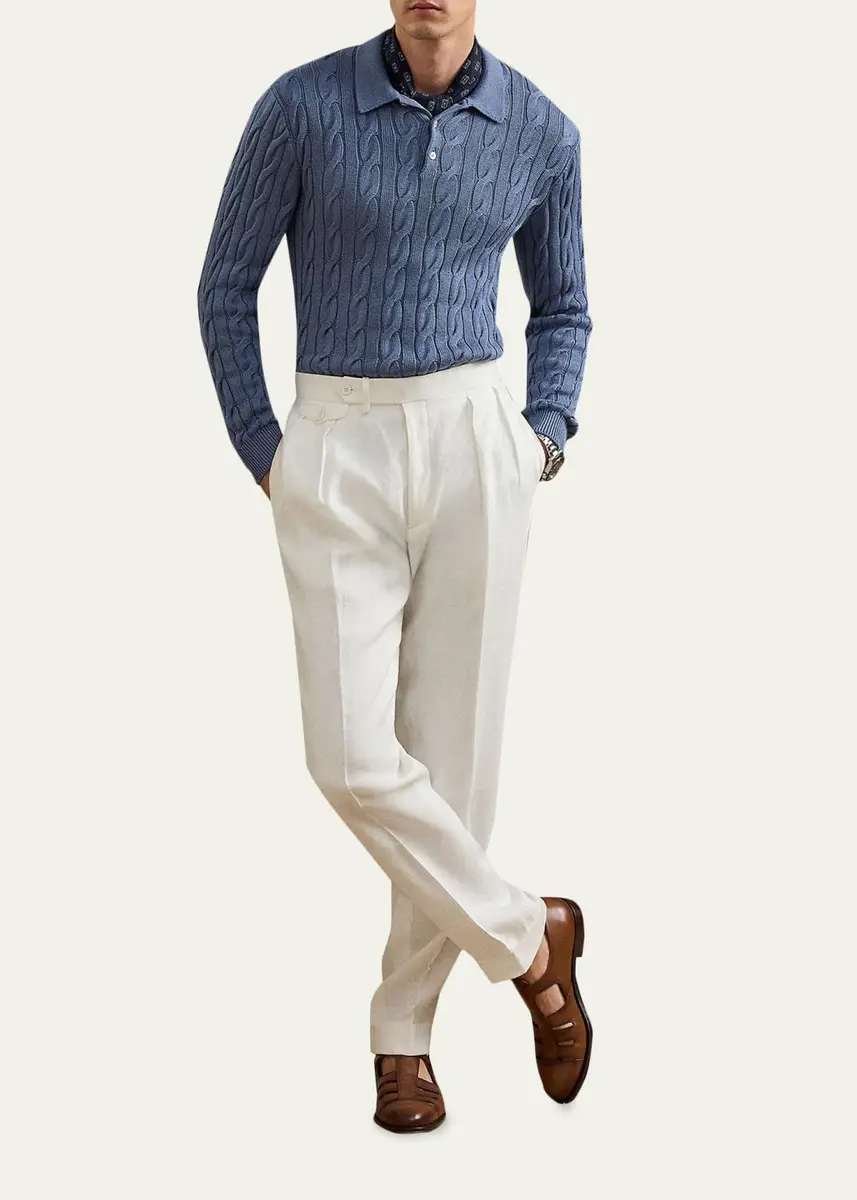 Ralph Lauren Purple Label Men's Gregory Hand-Tailored Linen Trousers | Thumbnail 2 Ralph Lauren Purple Label Men's Gregory Hand-Tailored Linen Trousers | Thumbnail 2