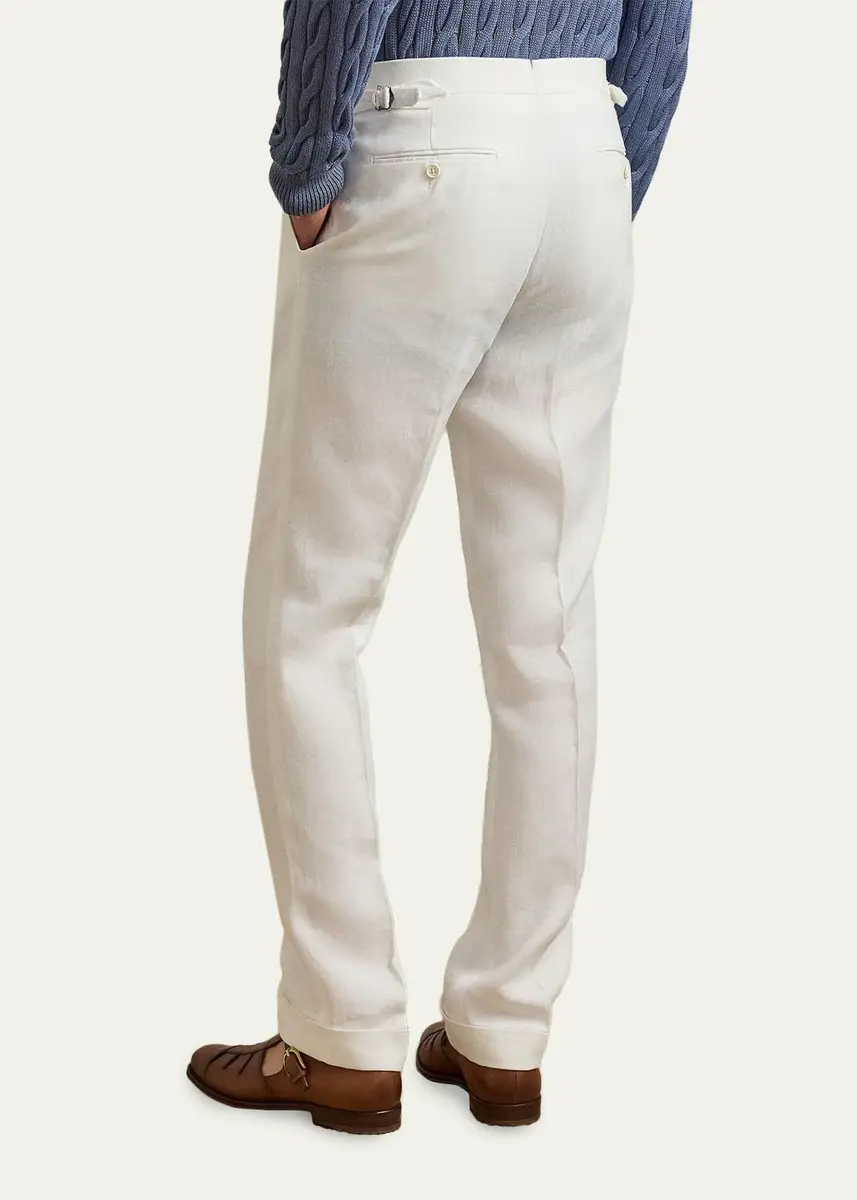 Ralph Lauren Purple Label Men's Gregory Hand-Tailored Linen Trousers | Thumbnail 3 Ralph Lauren Purple Label Men's Gregory Hand-Tailored Linen Trousers | Thumbnail 3