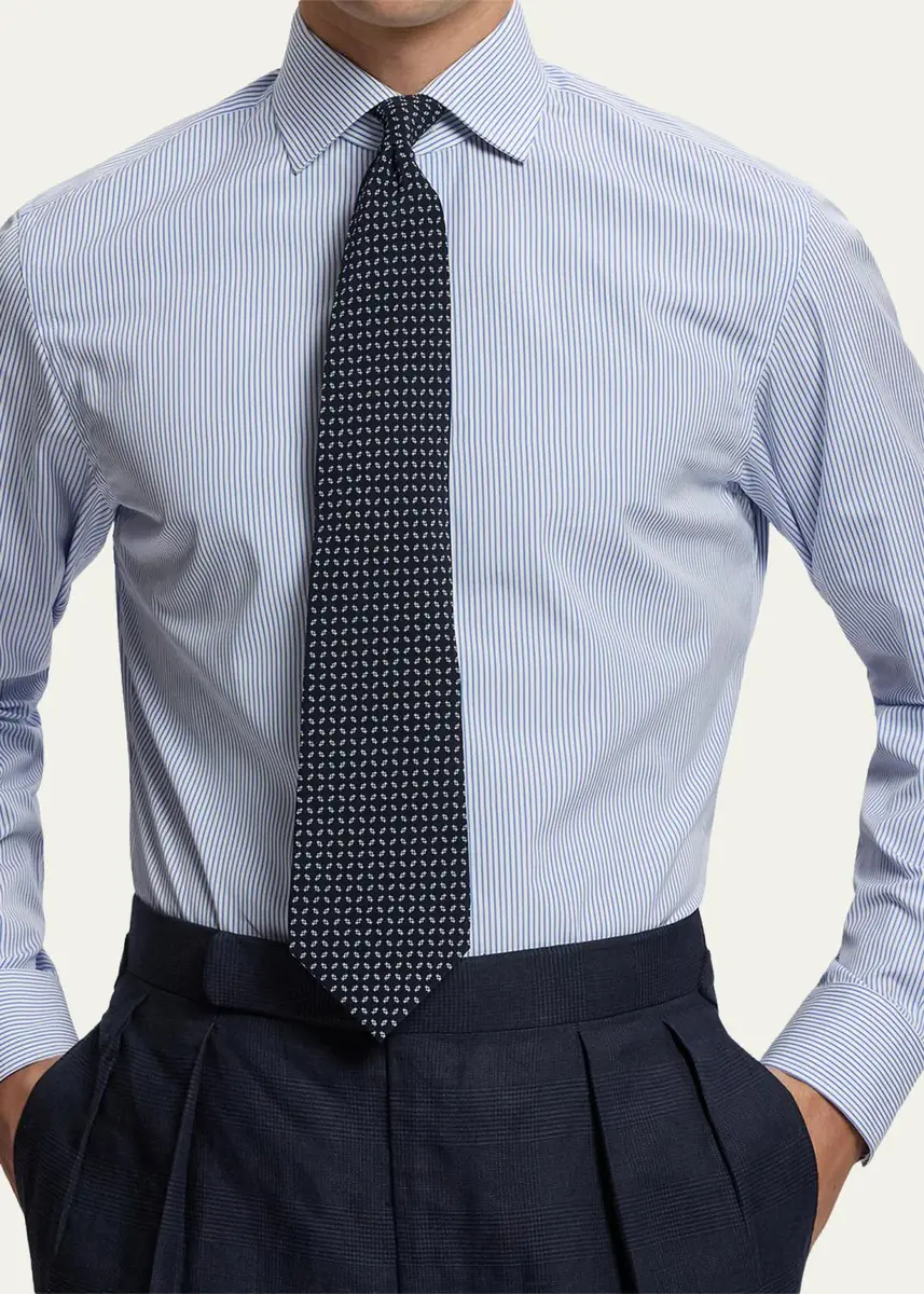 Ralph Lauren Purple Label Men's Geometric-Print Silk Tie | Thumbnail 2
